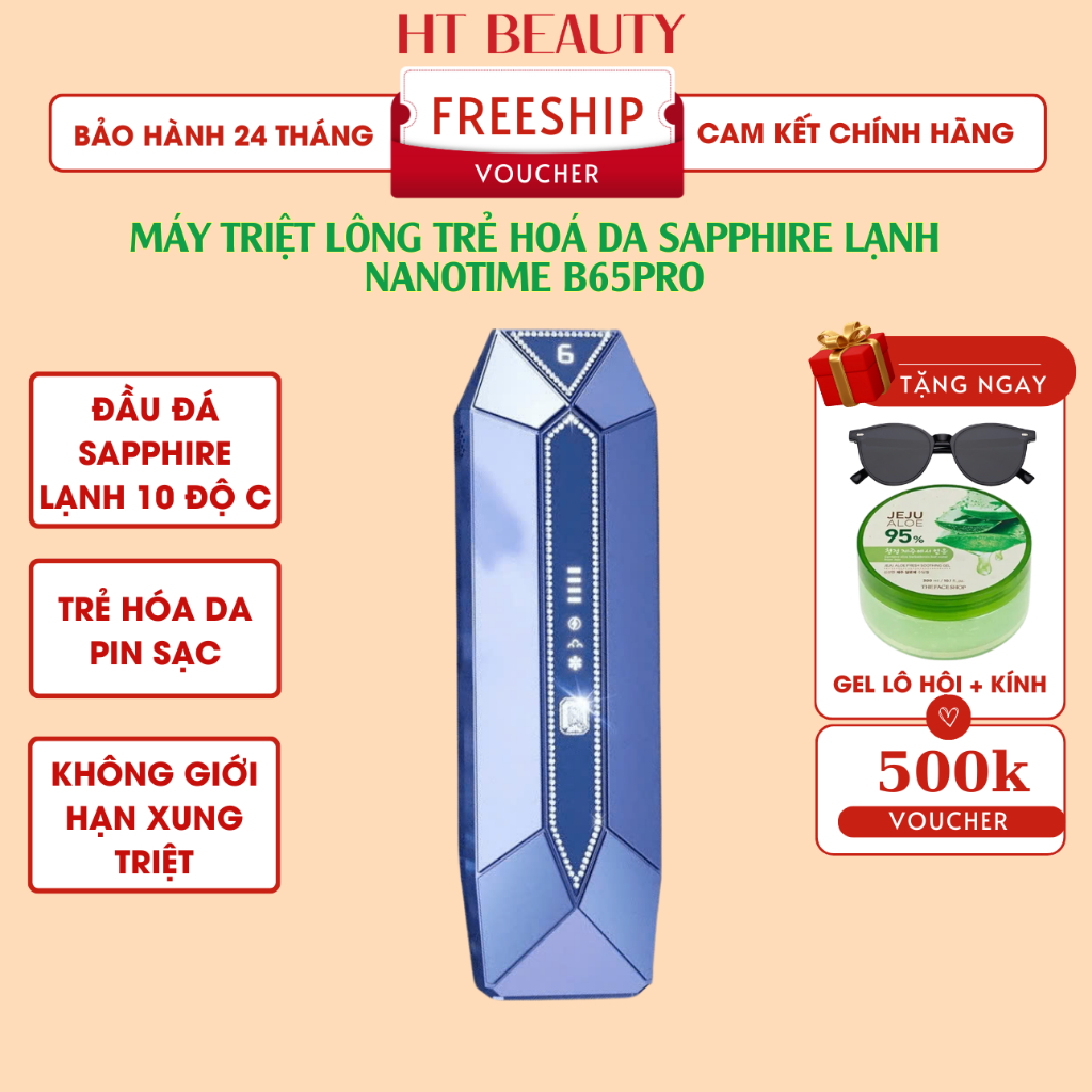Máy Triệt Lông Trẻ Hoá Da Công Nghệ Ipl Sapphire Lạnh Pin Sạc Nanotime B65pro Hàng Nội Địa Nhật Bản