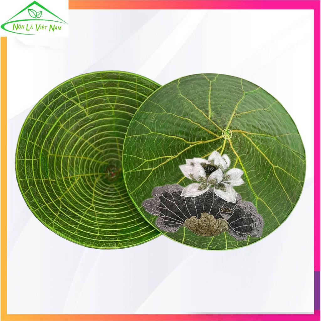 Nón lá sen thêu hoa - Nón lá sen Huế thêu thủ công