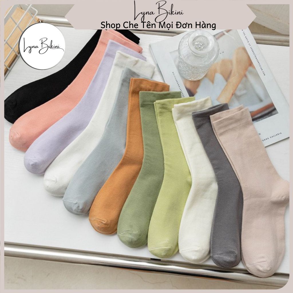 Tất vớ nữ dệt kim cao cố màu trơn dễ thương thoáng mát mã T83