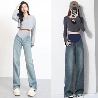 Quần Jean Bầu Larosa Hot Trend 2025 Ống Rộng Có Đáp Bụng Chun Điều Chỉnh Co Giãn LA192Q