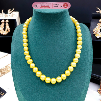 Chuỗi Ngọc Trai Vàng 10ly Kèm Kiểm Định Dài 45cm Sang Trọng - Ngọc Trai Trường Thịnh
