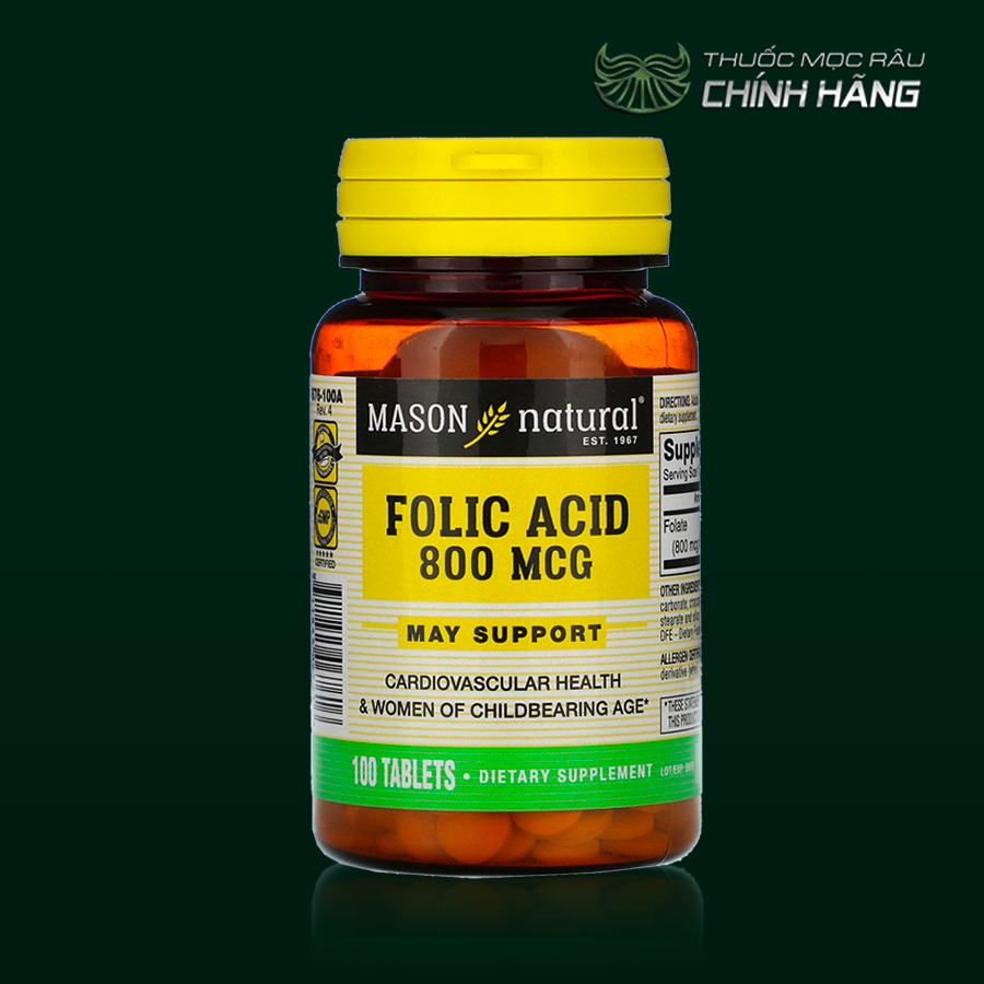 Folic Acid mason natural hỗ trợ râu tóc