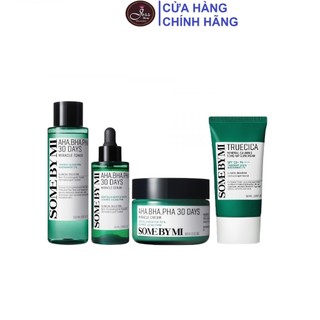 Bộ 4 Sản Phẩm Giảm Mụn Some By Mi AHA-BHA-PHA 30 Days Miracle (Toner + Serum + Kem + Kem Chống Nắng))