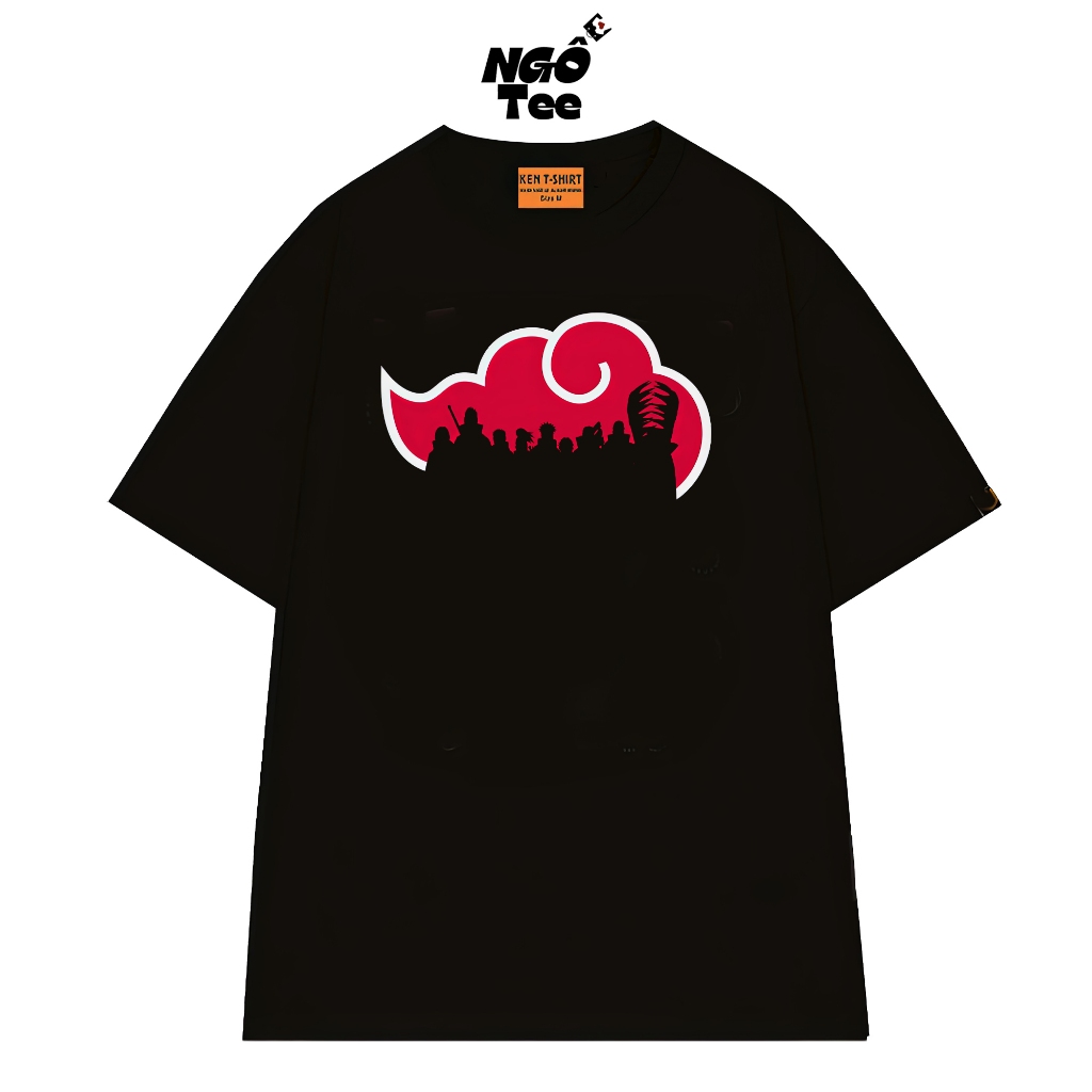 Áo Thun Unisex NGỐ TEE Anime Naruto Logo Đám Mây Akatsuki Áo Phông Tay Lỡ Chất Vải Cotton Thoáng Mát
