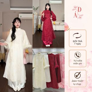 SET ÁO DÀI KỲ LÂN TAY LỠ PHỐI TAY LÔNG SIÊU HOT CHO CÁC NÀNG LỰA CHỌN MẶC TẾT 2025