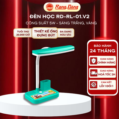 Đèn học Rạng Đông RD-RL-01.V2 5W, ánh sáng thư giãn, chống cận thị, để bàn học/ bàn làm việc