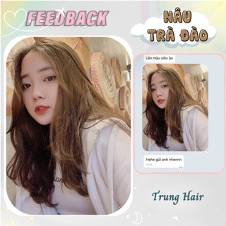 Thuốc nhuộm tóc màu NÂU TRÀ ĐÀO không cần tẩy tóc, lên từ nền đen, tặng kèm oxy trợ nhuộm| Trunghair