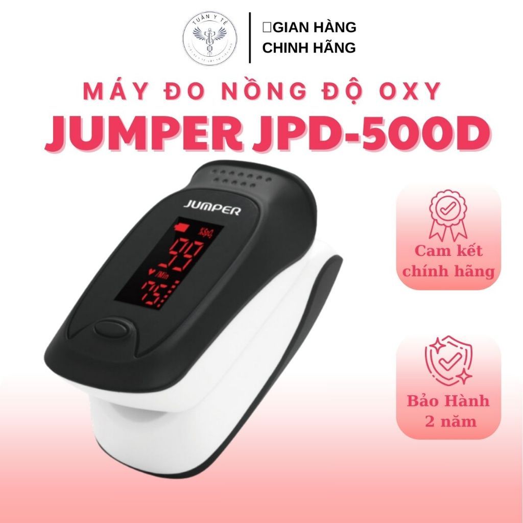 Máy Đo Nồng Độ Oxy Và Nhịp Tim SpO2 Jumper JPD-500D Màn Hình LED Cảnh Báo Âm Thanh Tự Động Tắt