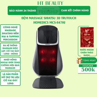  Đệm ghế massage 3D TruTouch HoMedics MCS 847HJ HTBeauty kèm nhiệt hồng ngoại hỗ trợ vùng lưng cổ vai gáy 