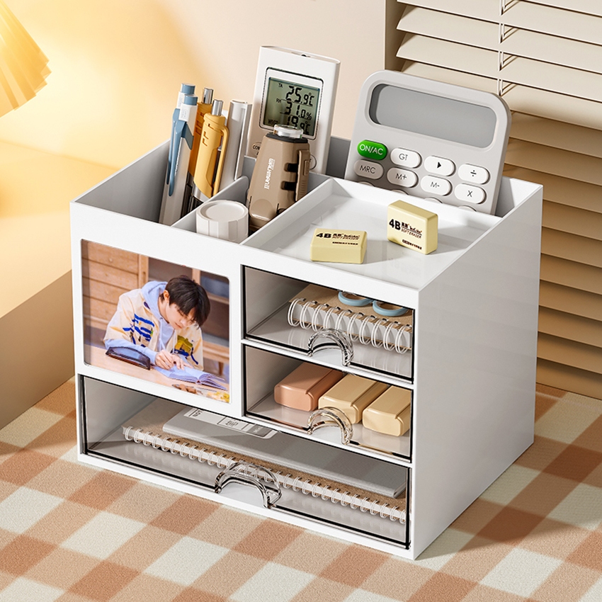 Kệ nhựa để bàn mini, Kệ để bàn học đựng đồ dùng học tập Tủ nhựa có ngăn kéo bảo quản tốt sản phẩm