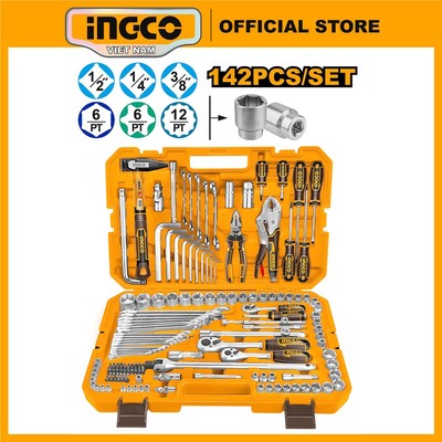 Bộ dụng cụ INGCO HKTHP21421 full 142 chi tiết sửa xe máy honda ô tô bảo dưỡng máy công trình Cty xưởng sản xuất