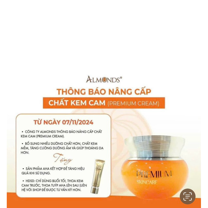 Kem cam mờ nám tặng kèm tuýp AHA xử lý nám Almonds