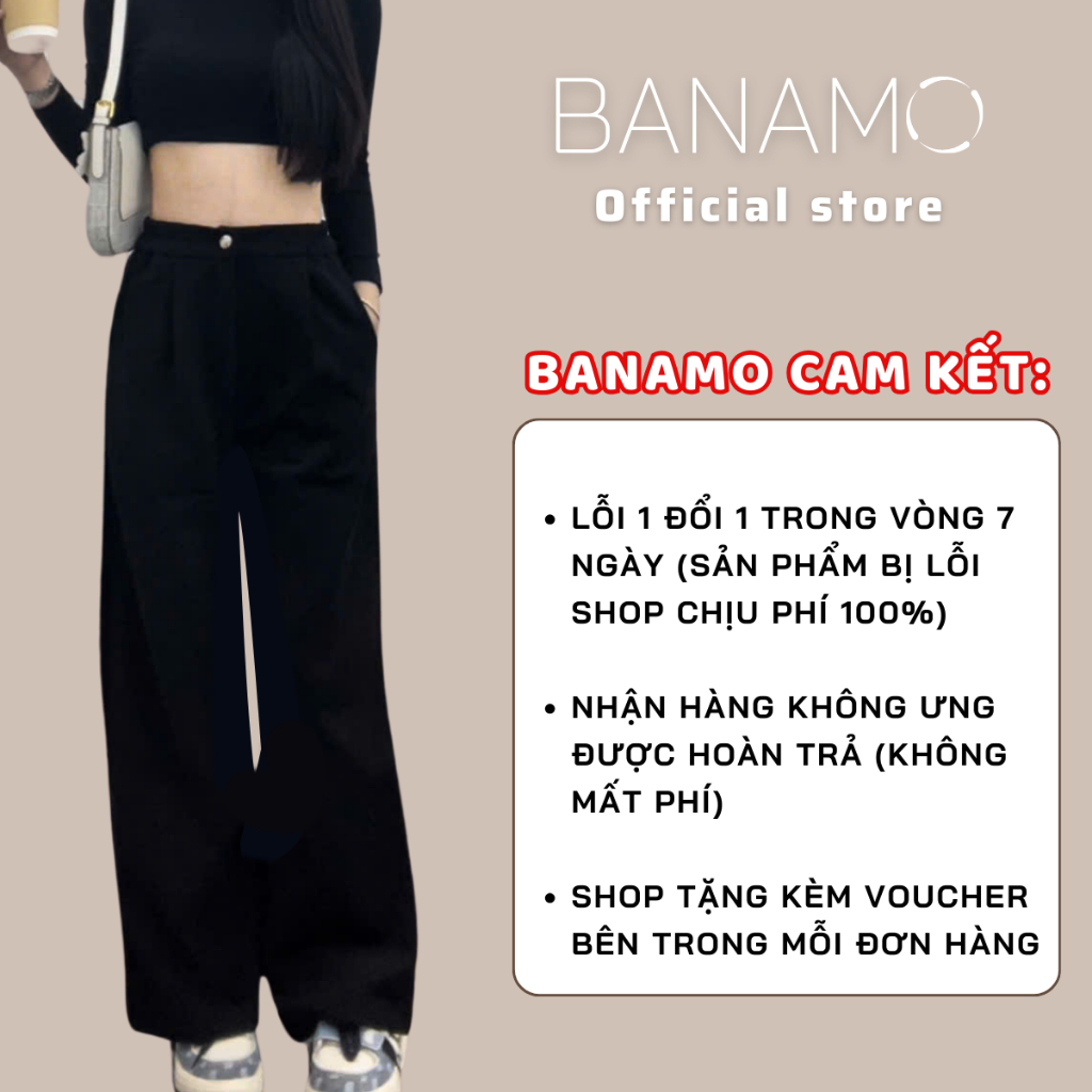 Quần dài nữ BIGSIZE Banamo Fashion quần suông ống rộng vải nỉ 2 da dày dặn form rộng phong cách Hàn Quốc 9901 | BigBuy360 - bigbuy360.vn