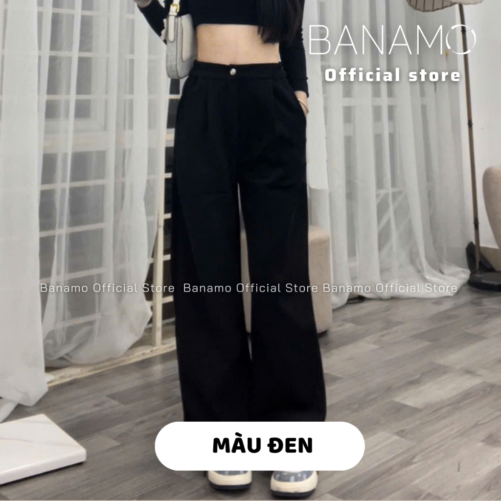 Quần dài nữ BIGSIZE Banamo Fashion quần suông ống rộng vải nỉ 2 da dày dặn form rộng phong cách Hàn Quốc 9901 | BigBuy360 - bigbuy360.vn