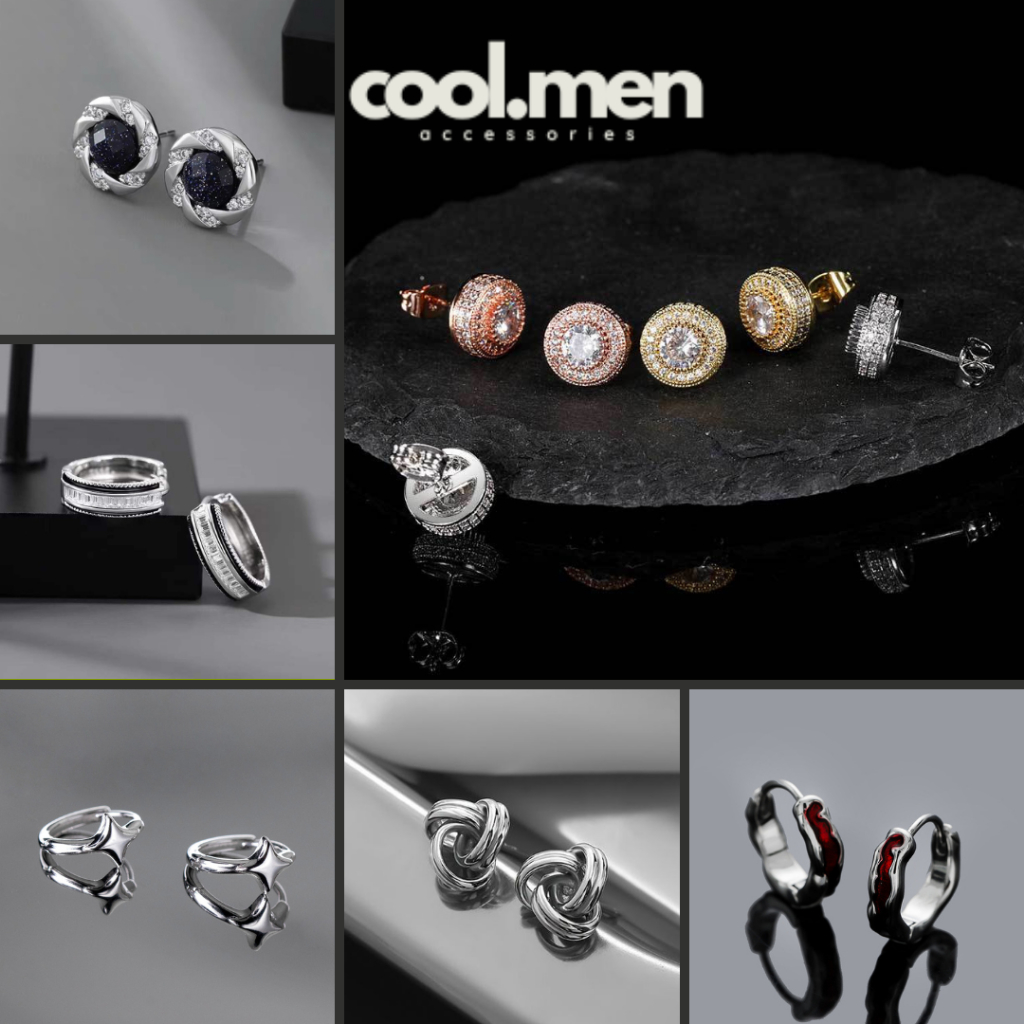 Khuyên Tai Nam TiTan Đính Đá Phong Cách HipHop Cá Tính - Bông Tai Unisex Bằng Thép Không Gi Thời Trang Coolmen