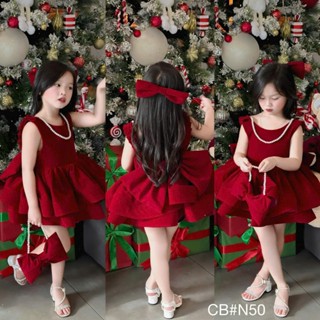 SET VÁY NHUNG NƠ TO XÒE BÉ GÁI MẶC TẾT, NOEL 6-26KG(NO)