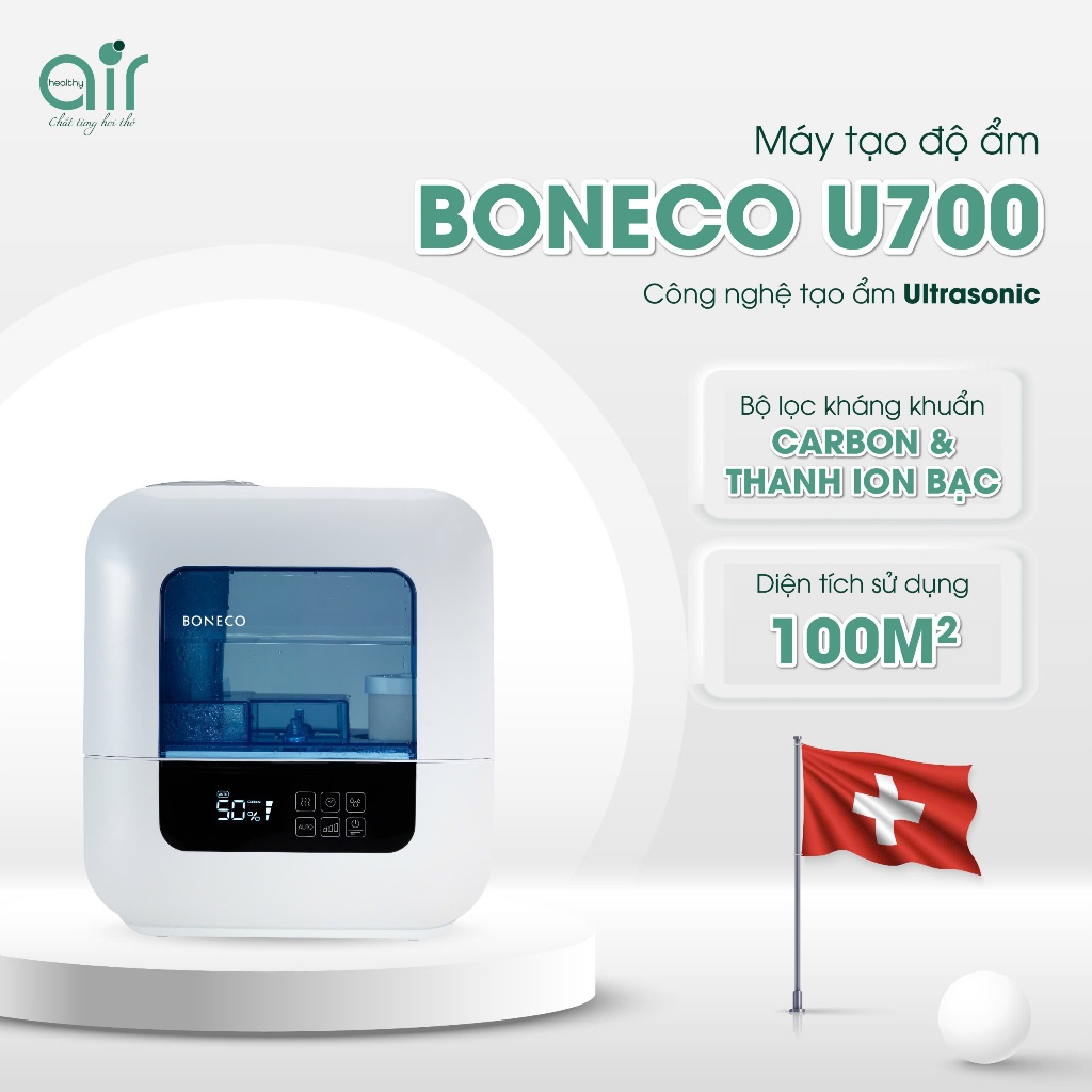 Máy Tạo Độ Ẩm Boneco U700 - Dung Lượng 9L, Kích Thước 325x190x360mm, Màu Trắng/Đen/Xanh