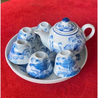 bộ ấm chén thờ mini men lam