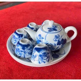 bộ ấm chén thờ mini men lam