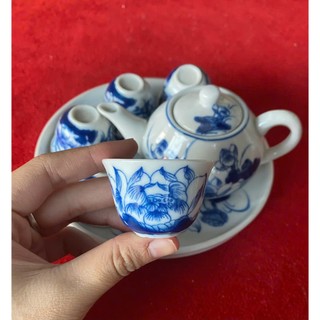 bộ ấm chén thờ mini men lam