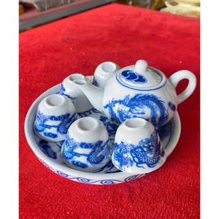 bộ ấm chén thờ mini men lam