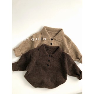  Size  10-30kg  Form rộng Áo len lông thỏ có cổ polo chất len mềm mịn cho bé trai bé gái - Mtiny Queen 
