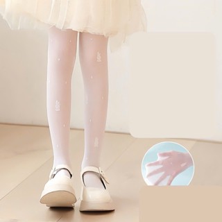 Quần tất giấy mỏng cho bé phong cách công chúa in hình dập nổi màu da chân, quần tất lưới trẻ em