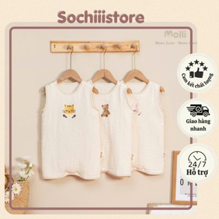 Túi ngủ vải xô muslin freesize cho bé từ 3-36m