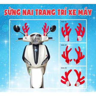    Hoả tốc   Set 2 sừng nai gắn xe máy  trang trí noel 2025,- Sừng nai nhung xe máy loai đẹp 