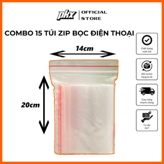 Combo 15 Túi Zip Bọc Điện Thoại Chống Nước, Cảm Ứng Nhạy, Kích Cỡ 20x14cm - PKX