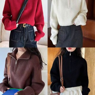 Áo len nữ , áo len cổ cao kéo khoá tay dài chất len dày dặn phong cách trẻ trung hàng QCCC không xù không ngứa _LaRoSa