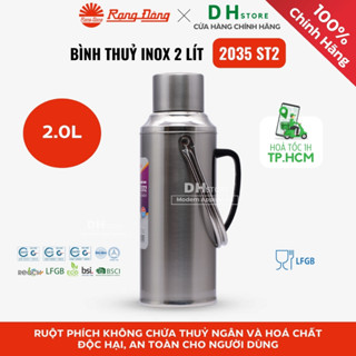 Phích nước Rạng Đông 2 lít INOX RD-2035 ST2 bình thuỷ inox giữ nhiệt - Hàng chính hãng