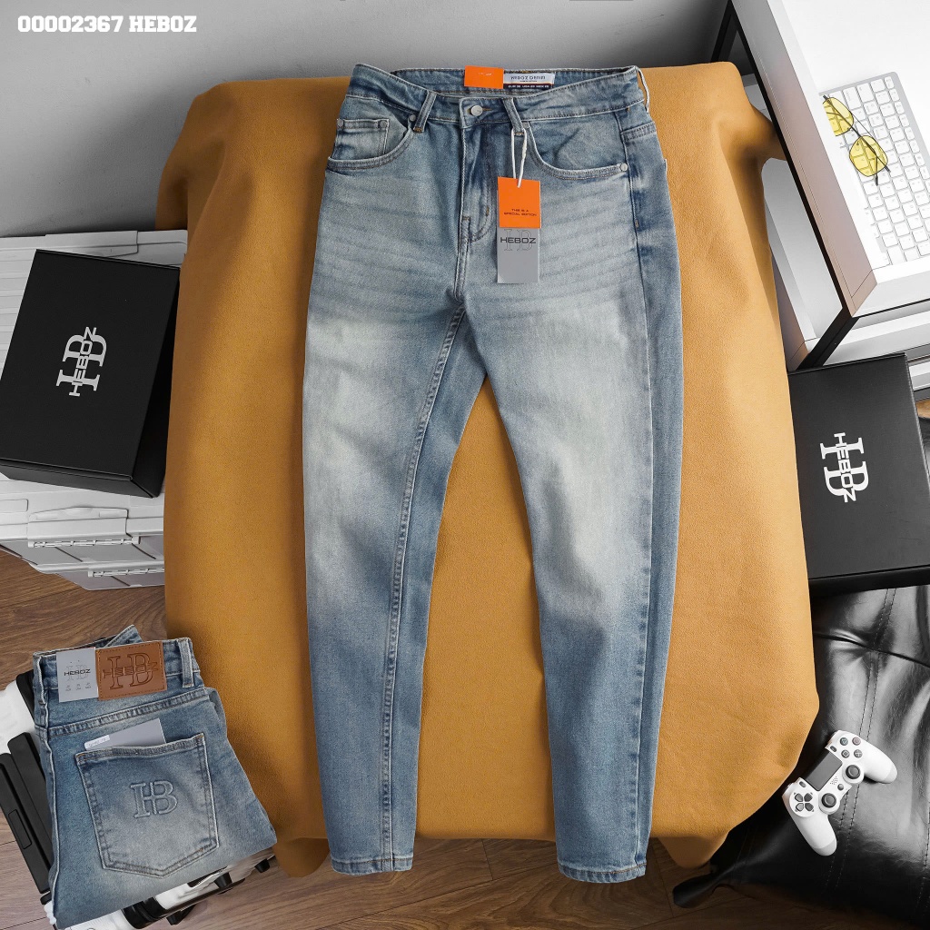 Quần jean basic slim Heboz 073, quần dài nam chất vải denim co giãn - 00002367