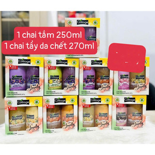 [Set 2 CHAI] sữa tắm Cottage 250ml và tẩy da chết Cottage Pháp 270ml | LinhBi Shop