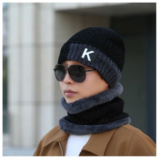  Mũ len nam MARY mũ trùm đầu nam nữ nón len kèm khăn quàng cổ ấm áp thời trang mùa đông 