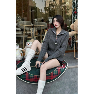 (Hàng QCL1 sẵn) áo len thêu ngựa kéo khoá cổ