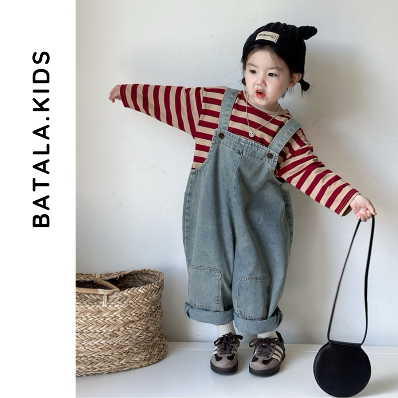 Yếm jean cho bé Batala kids, YẾM BÍ trẻ em dáng bầu 2024 cho bé trai bé gái phom rộng cho bé từ 10-25kg YEMBI