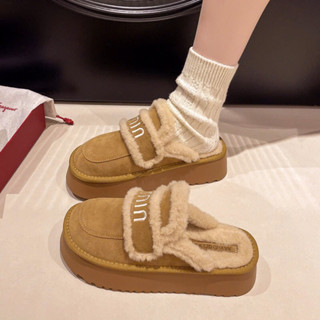 Dép Sục lông nữ Dép mang trong nhà Dép lông nữ miumi đế bằng phong cách Hàn dễ thương Quảng Châu fullbox