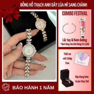 Đồng Hồ Nữ Thạch Anh Dây Lúa Mì Kim Cương Chính Hãng Cao Cấp Sang Trọng Thanh Lịch