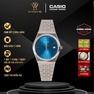 Đồng Hồ Nam MTP-B145D-2A2VDF Màu Xanh Đậm Kim Bạc Mặt Kính Khoáng 35mm Chống Nước Dây Kim Loại Chính Hãng