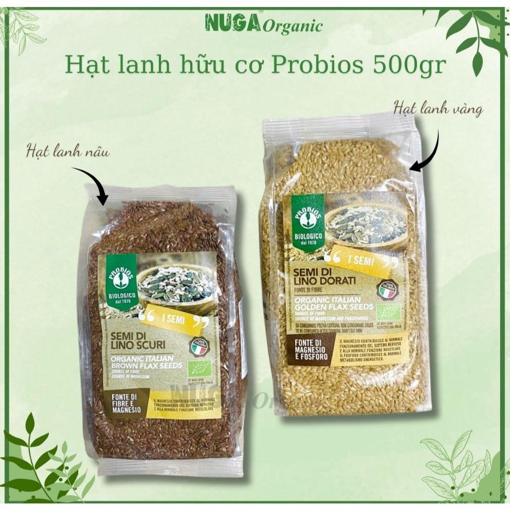 Hạt lanh hữu cơ được canh tác tại Ý (Organic Brown & Golden Flax Seeds) - Probios - 200g & 500g