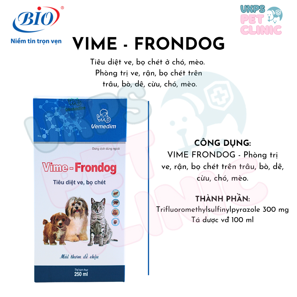Vime Frondog - Xịt Diệt Ve, Bọ Chét Ở Chó, Mèo, Phòng Ngừa Ve, Rận, Bọ Chét Ở Chó, Mèo