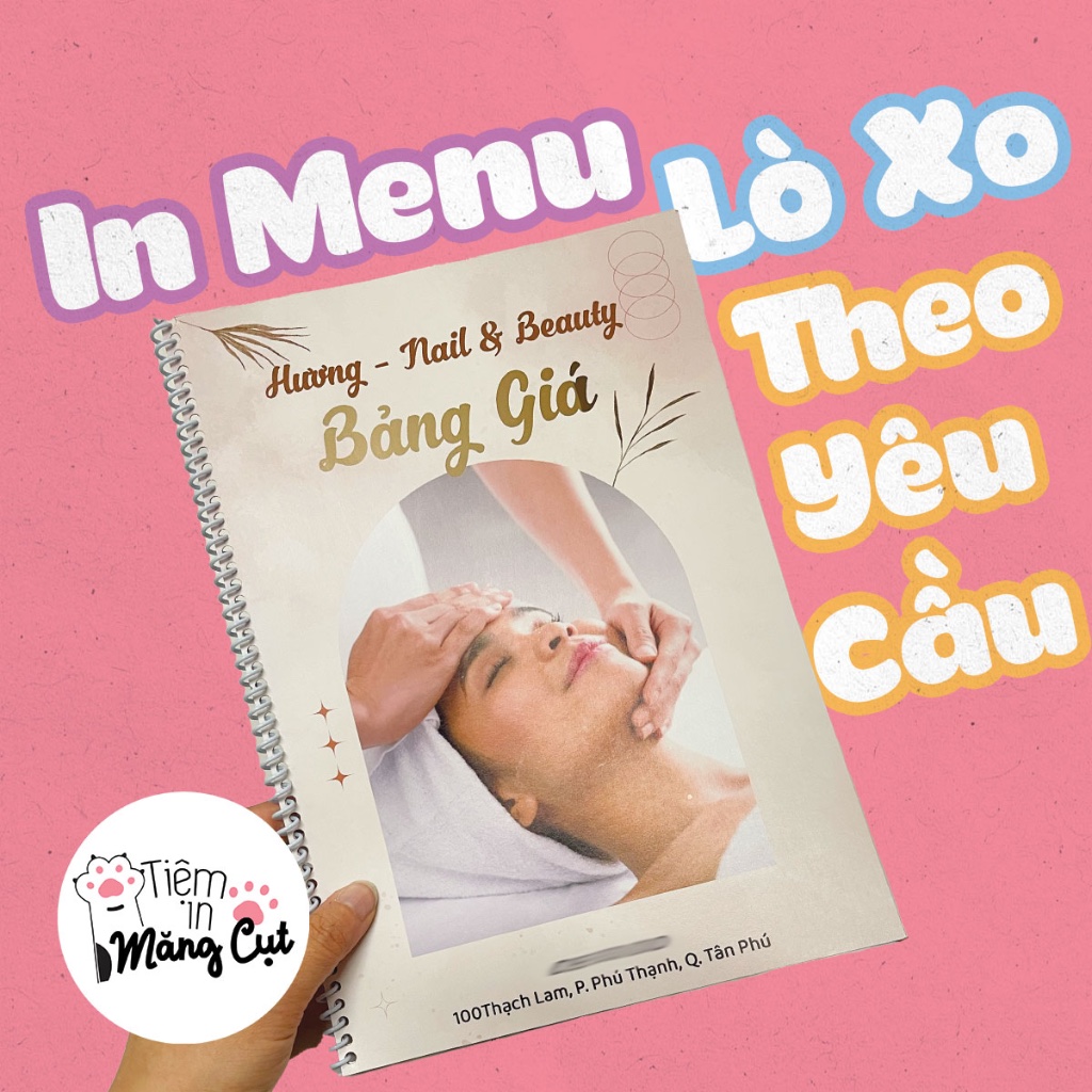[khách gửi file in] In Menu Lò Xo A4 Giấy C300 In Theo Yêu Cầu