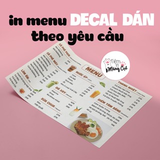 In Menu Decal Dán Theo Yêu Cầu, Thiết Kế Cực Đẹp