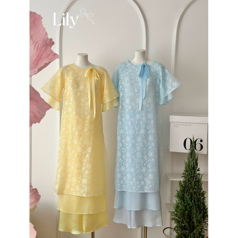 Set áo dài cách tân gấm hoa Lily