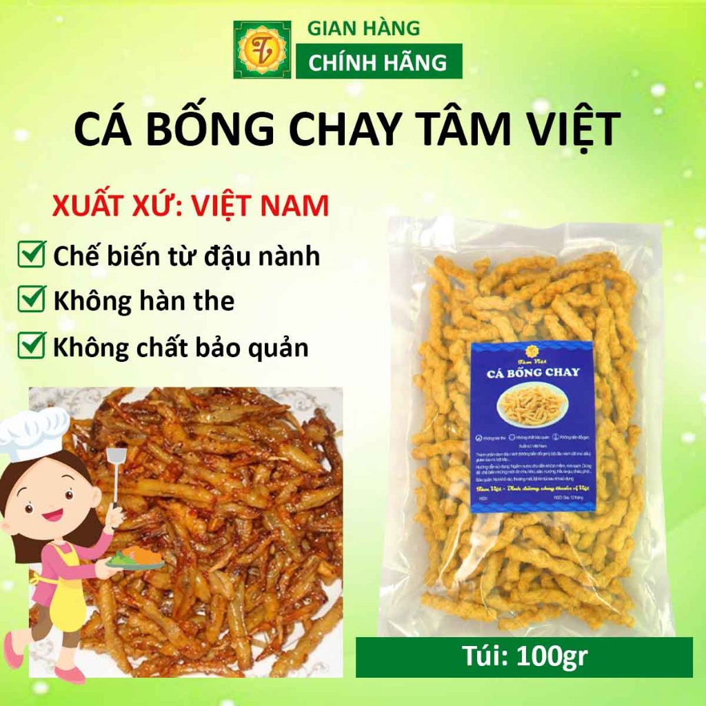 Cá bống chay 100g, bóng cá chay, đồ ăn chay chế biến sẵn, đồ chay khô từ đậu nành, chay Tâm Việt