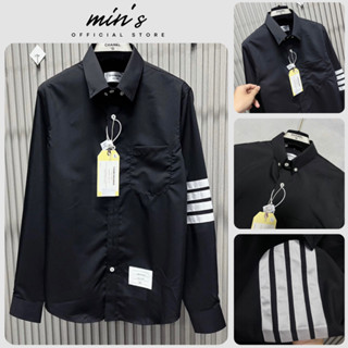 Áo Sơ Mi Màu Đen Dài Tay Boy Phố, Áo Sơ Mi Nam Nữ Viền Tay Cao Cấp