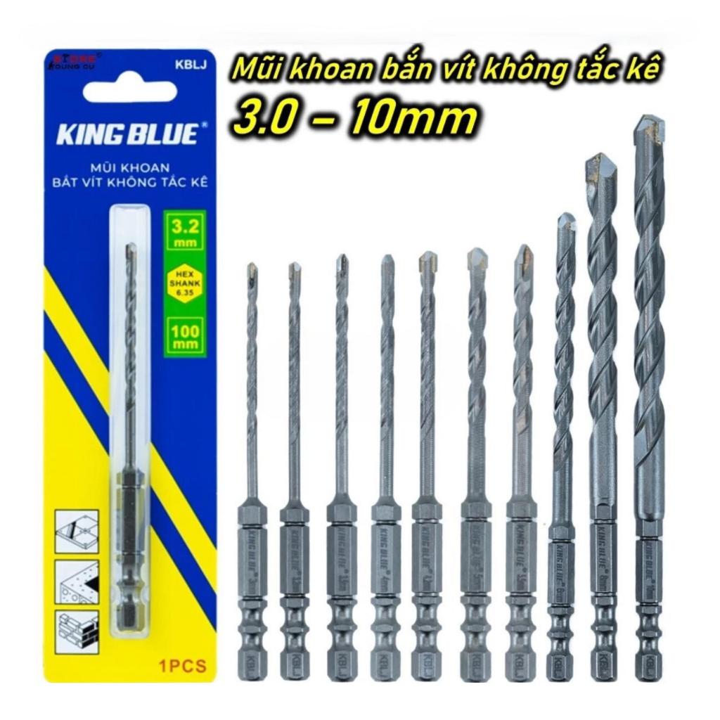 Mũi Khoan Bắt Vít Không Tắc Kê KingBlue Kích Thước 3.2mm, 6mm, 8mm, Mũi Khoan Đa Năng