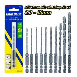 Mũi Khoan Bắt Vít Không Tắc Kê KingBlue Kích Thước 3.2mm, 6mm, 8mm, Mũi Khoan Đa Năng