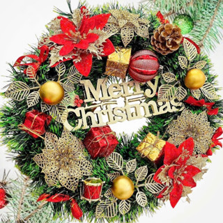  Vòng nguyệt quế phụ kiện trang trí noel giáng sinh kích thước 30,40cm 